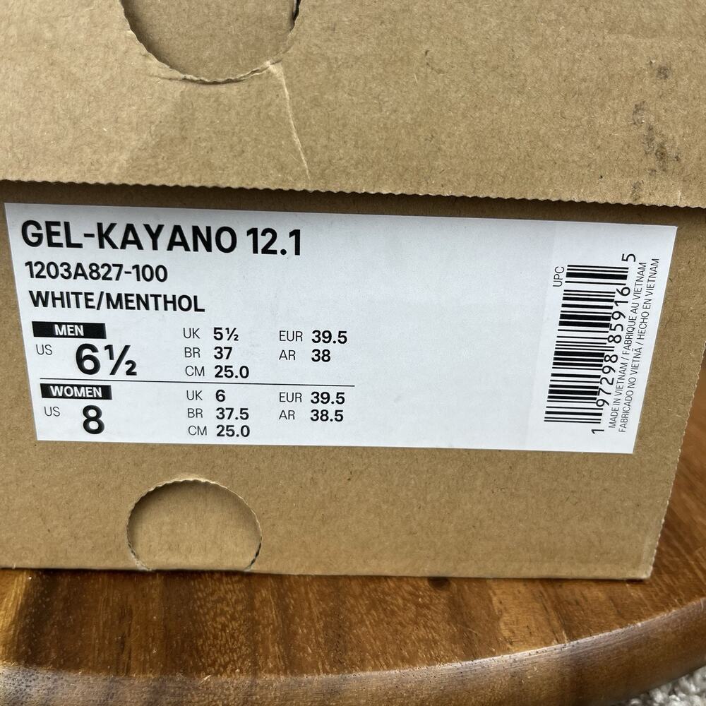 ASICS Gel-Kayano 12.1 White / Menthol 1203A827-100 Women’s Size 8 Men’s 6.5 New - Picture 11 of 12